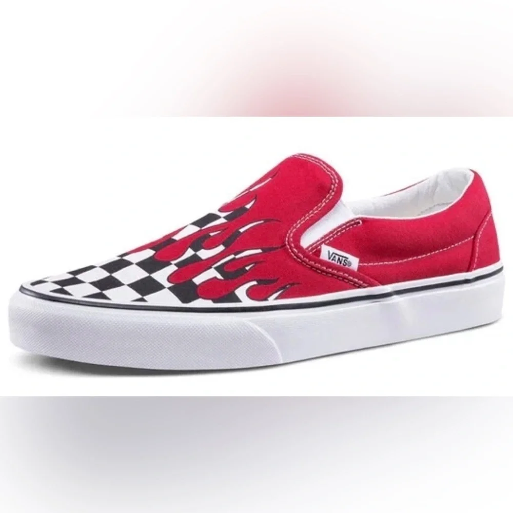 Vans Slip On Checker Blood Drips Flame Red Sneakers Shoes Men’s 5.5 Women’s 7.0 - Picture 3 of 12